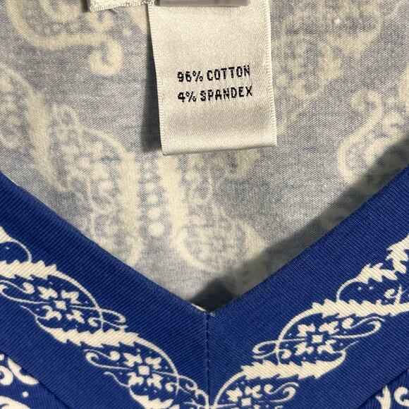 Talbots‎ Women’s Blouse Cotton 3/4 Sleeve Notched Neck Cotton Shirt Size XL - Picture 5 of 9